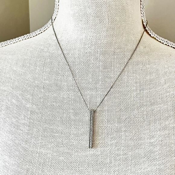 Chico’s Silver Crystal Bar Necklace - Picture 2 of 7